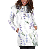 Hand Painting Watercolor Lavender Women'S Hoodie Dress