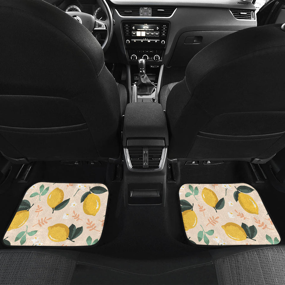 Lemon Flower Leave Pattern Front And Back Car Mats
