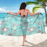 Cute Koalas Blue Background Pattern Sarong
