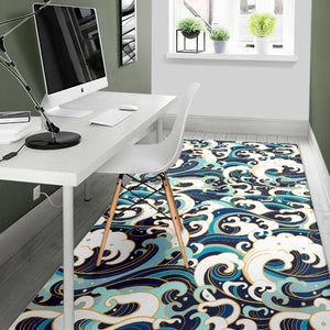 Japanese Wave Pattern Area Rug