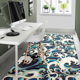 Japanese Wave Pattern Area Rug