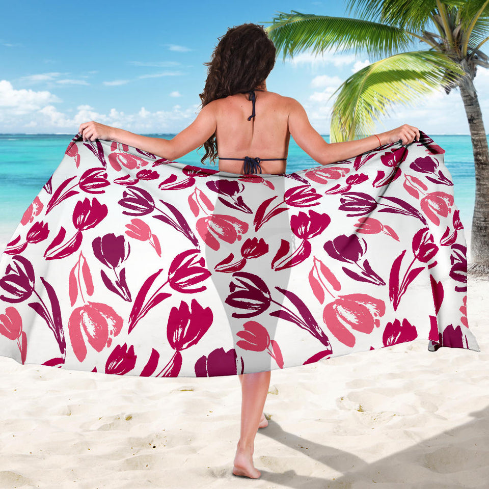 Pink Sketch Tulip Pattern Sarong