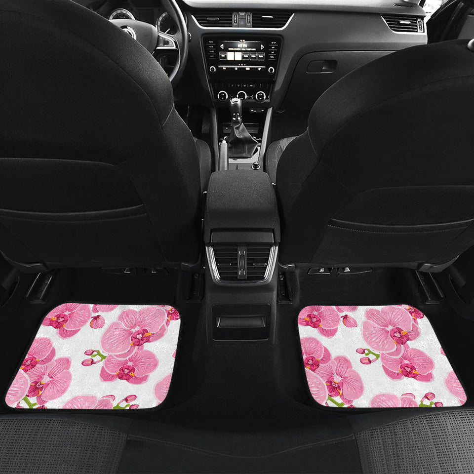 Pink Purple Orchid Pattern Background Front And Back Car Mats