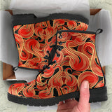 Fire Flame Pattern Leather Boots