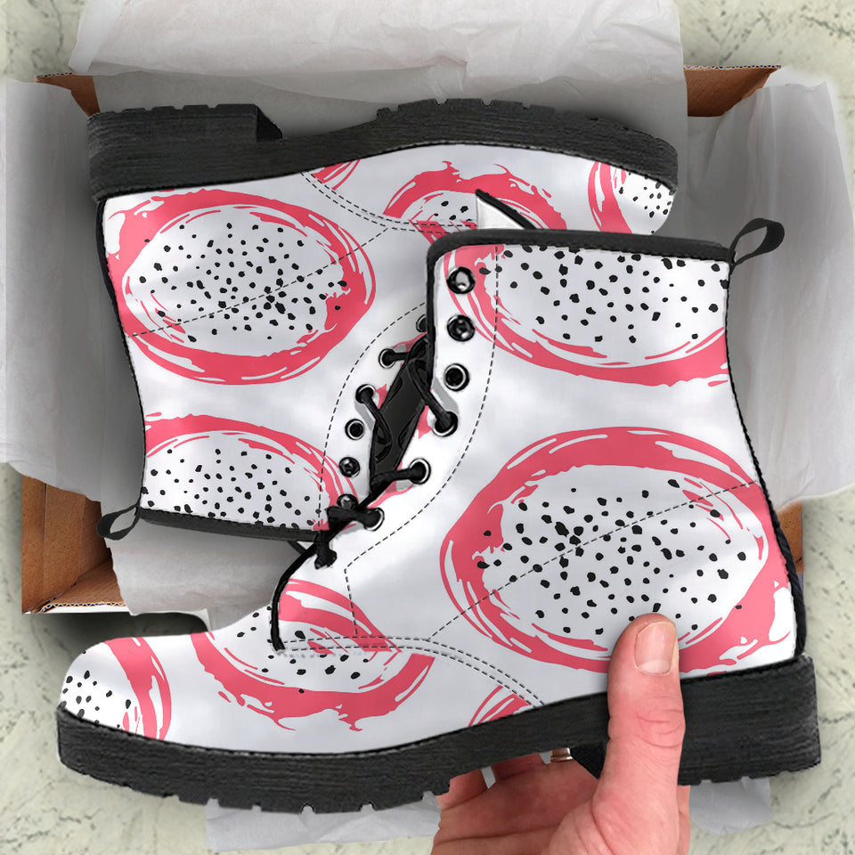 Hand Drawn Dragon Fruit Leather Boots
