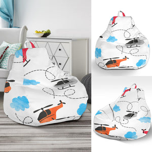 Watercolor Helicopter Cloud Pattern Bean Bag Cover