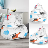 Watercolor Helicopter Cloud Pattern Bean Bag Cover