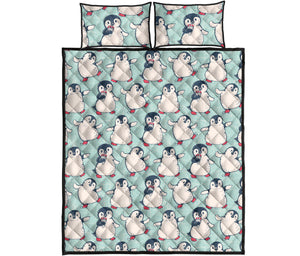 Cute Penguin pattern Quilt Bed Set