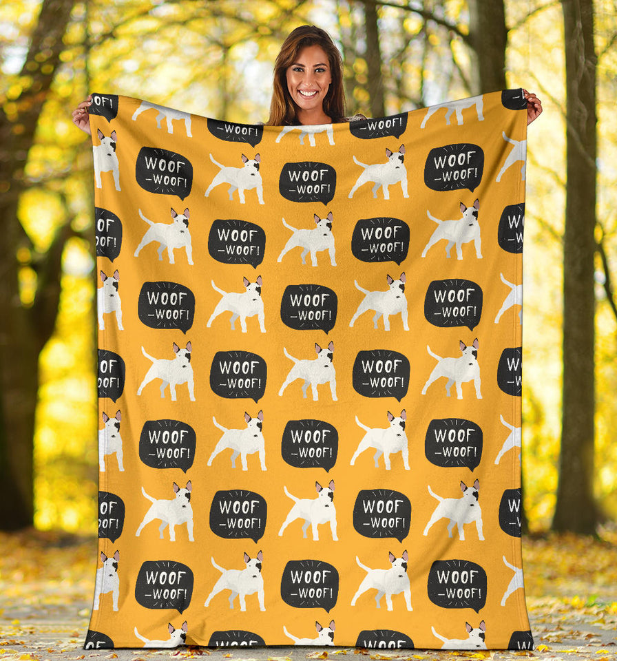 Bull Terrier Pattern Print Design 03 Premium Blanket