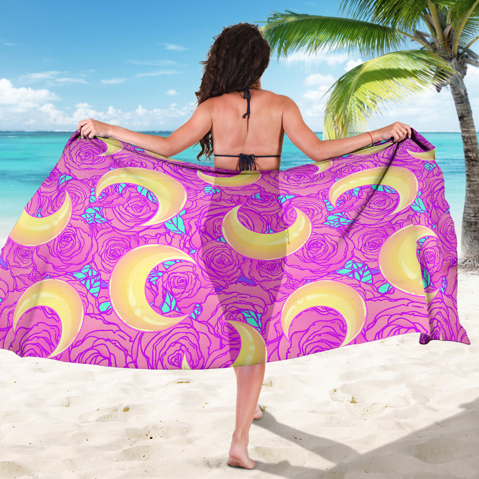 Moon Pink Rose Background Sarong