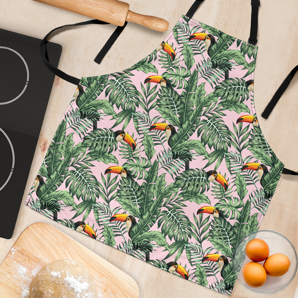 Toucan Tropical Green Jungle Palm Pattern Adjustable Apron