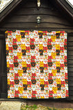 Colorful Maneki Neko Lucky Cat Pattern Premium Quilt