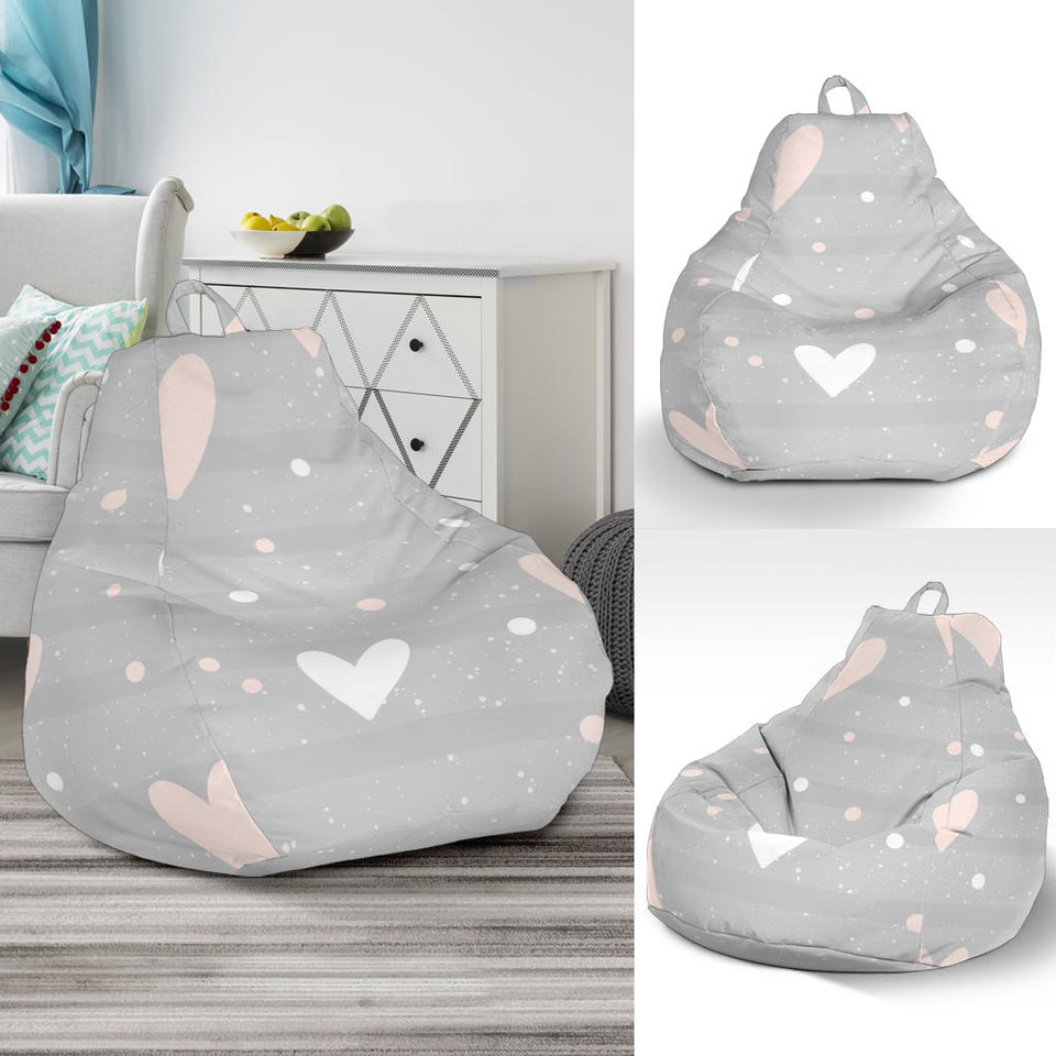 Heart Pattern Gray Background Bean Bag Cover