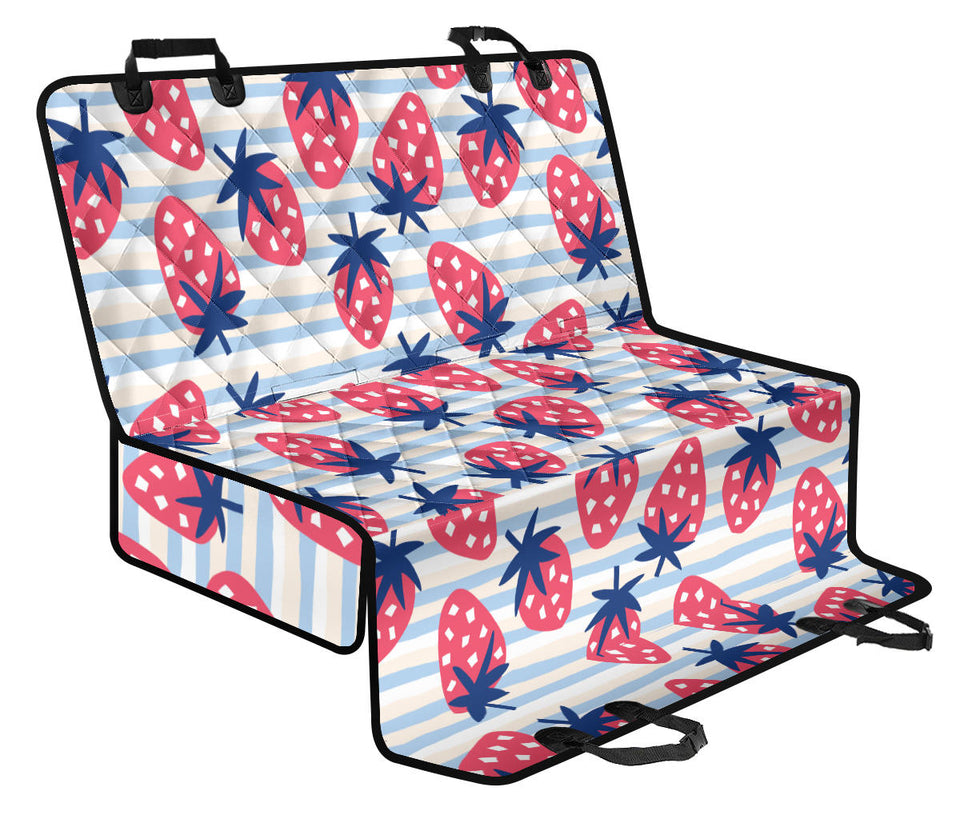 Strawberry Pattern Blue Lines Background Dog Car Seat Covers