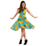 Banana Palm Leaves Pattern Background Sleeveless Midi Dress