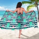 Cute Octopuses Heart Striped Background Sarong