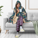 Raccoon Tropical Leaves Pattern Hooded Blanket