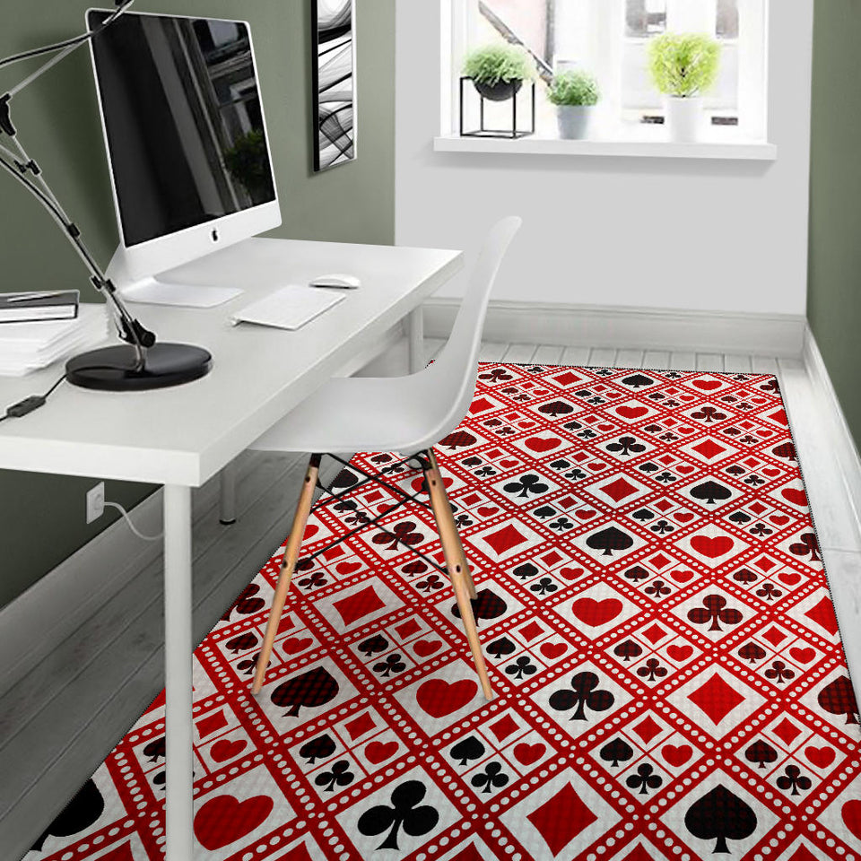 Casino Cards Suits Pattern Print Design 03 Area Rug