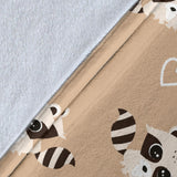 Cute Raccoon Heart Pattern Premium Blanket
