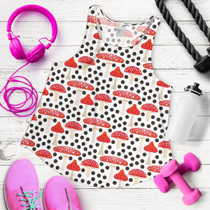 Red mushroom dot pattern Women Racerback Tank Top