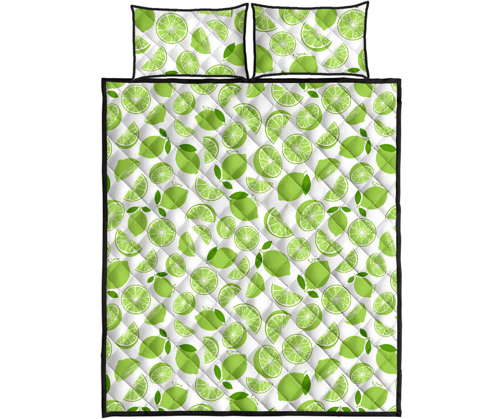 Lime design pattern Quilt Bed Set