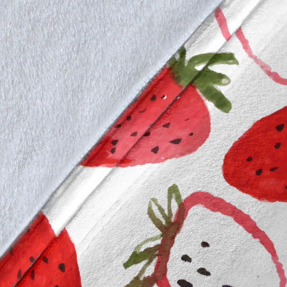 Watercolor Hand Drawn Beautiful Strawberry Pattern Premium Blanket