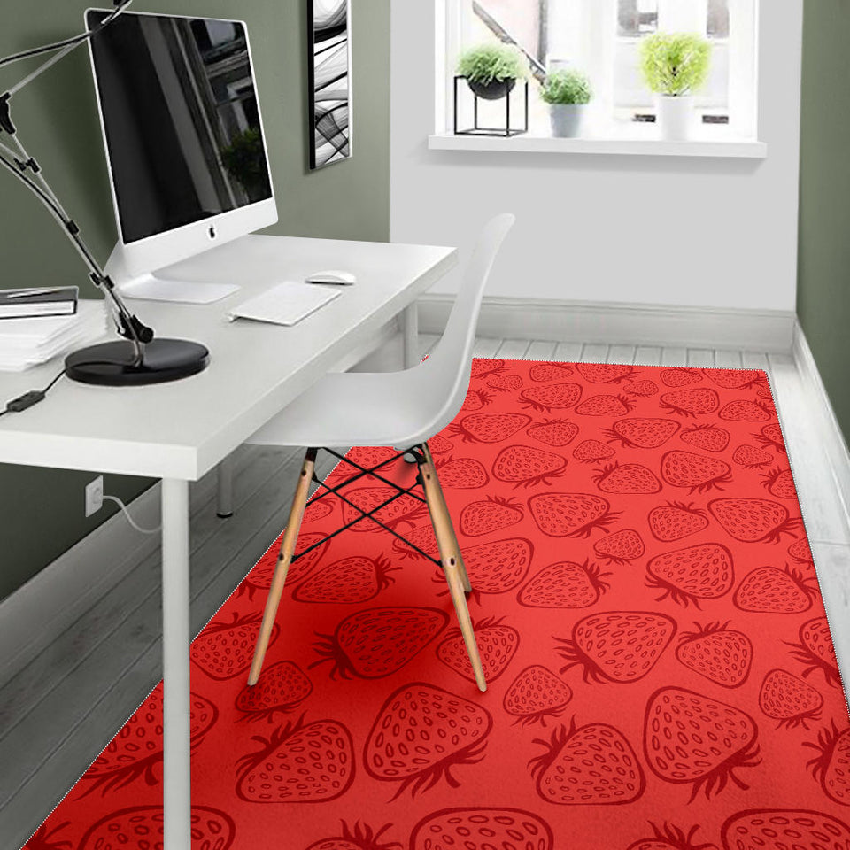 Strawberry Pattern Red Background Area Rug