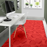 Strawberry Pattern Red Background Area Rug