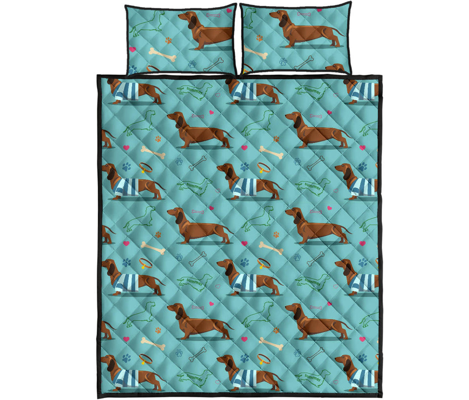 Dachshund decorative background Quilt Bed Set