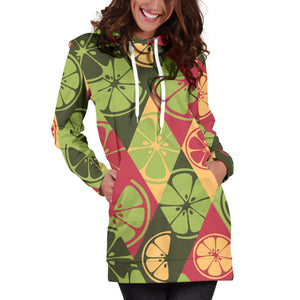 Cool Geometric Lime Pattern Women'S Hoodie Dress