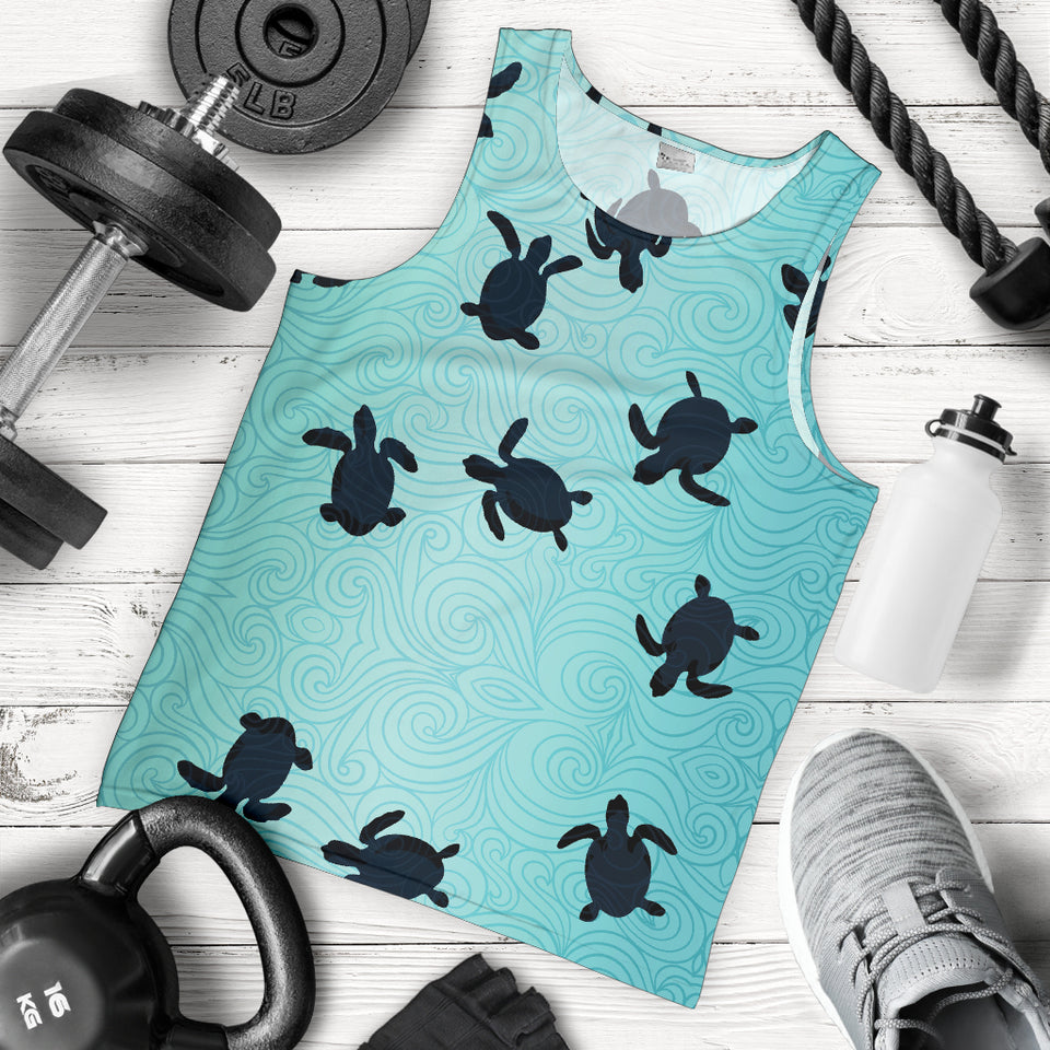 Sea turtle with blue ocean backgroud Men Tank Top