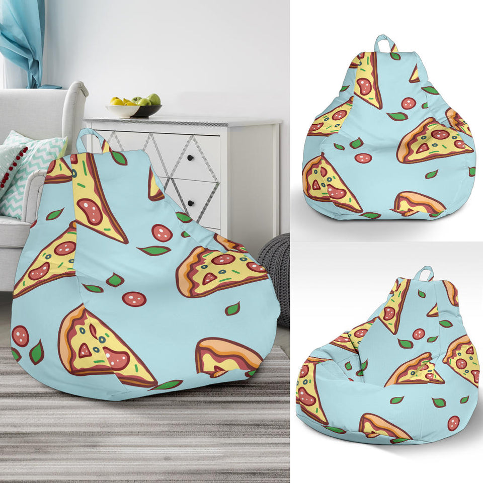 Hand Drawn Pizza Blue Background Bean Bag Cover