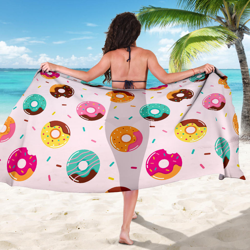 Donut Pattern Glaze Pink Background Sarong