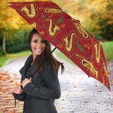 Saxophone Cornet Pattern Red Background Umbrella