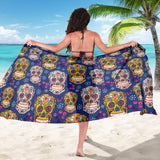 Sugar Skull Flower Pattern Sarong