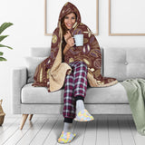Coffee Bean Flower Pattern Hooded Blanket