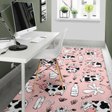 Cows Milk Product Pink Background Area Rug