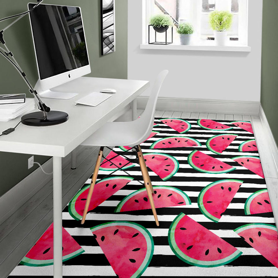 Watercolor Paint Textured Watermelon Pieces Area Rug