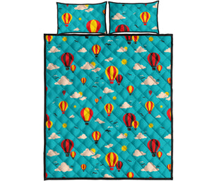 Hot Air Balloon Sky Pattern Quilt Bed Set