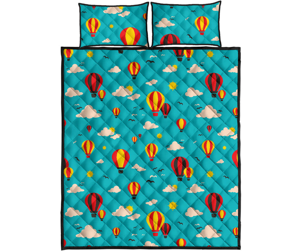 Hot Air Balloon Sky Pattern Quilt Bed Set