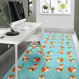Fox Pattern Blue B Ackground Area Rug