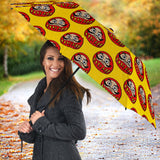 Daruma Japanese Wooden Doll Yellow Background Umbrella