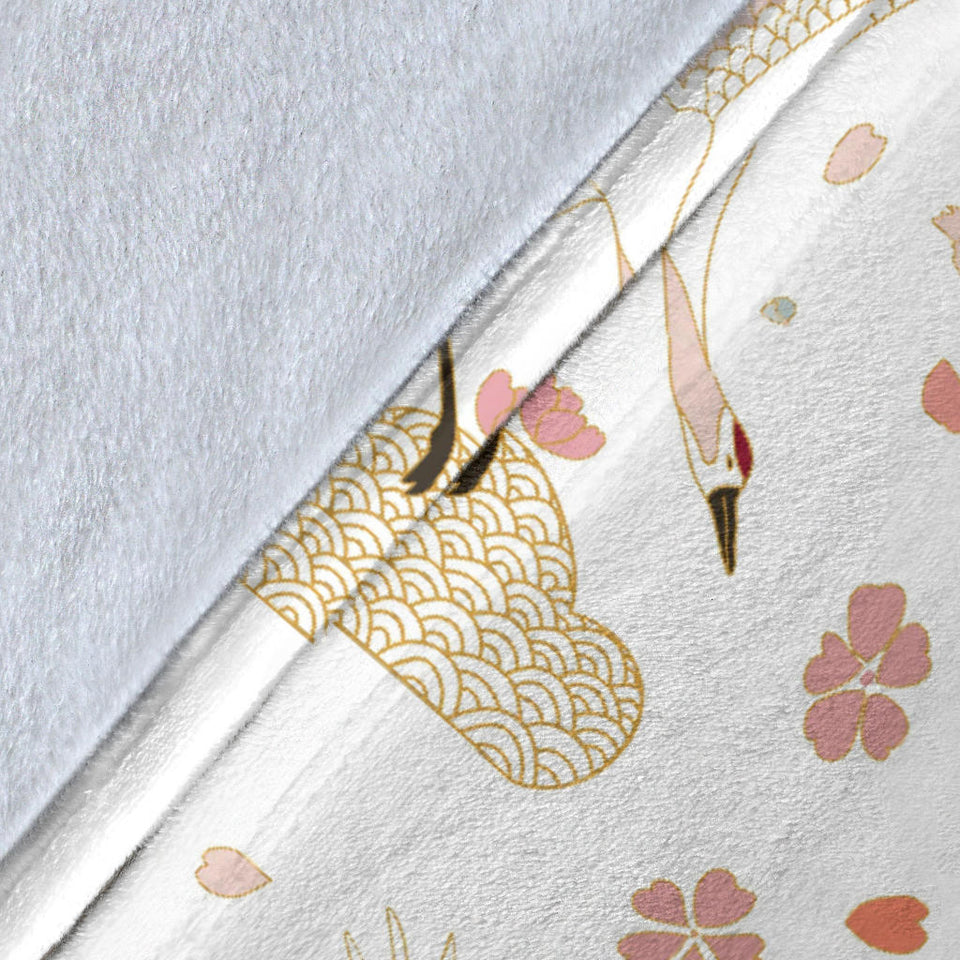 Beautiful Japanese Cranes Pattern Premium Blanket