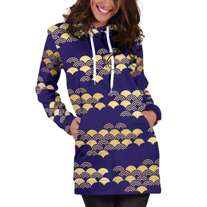 Beautiful Japanese Fan Pattern Women'S Hoodie Dress