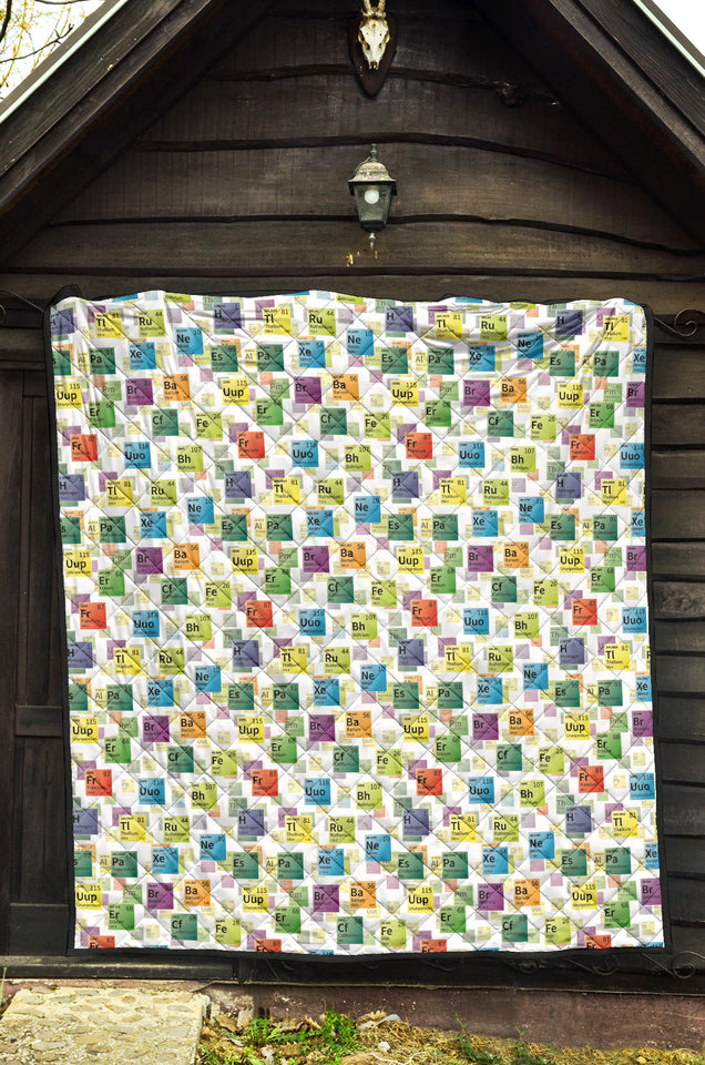 Chemistry Periodic Table Pattern Print Design 05 Premium Quilt