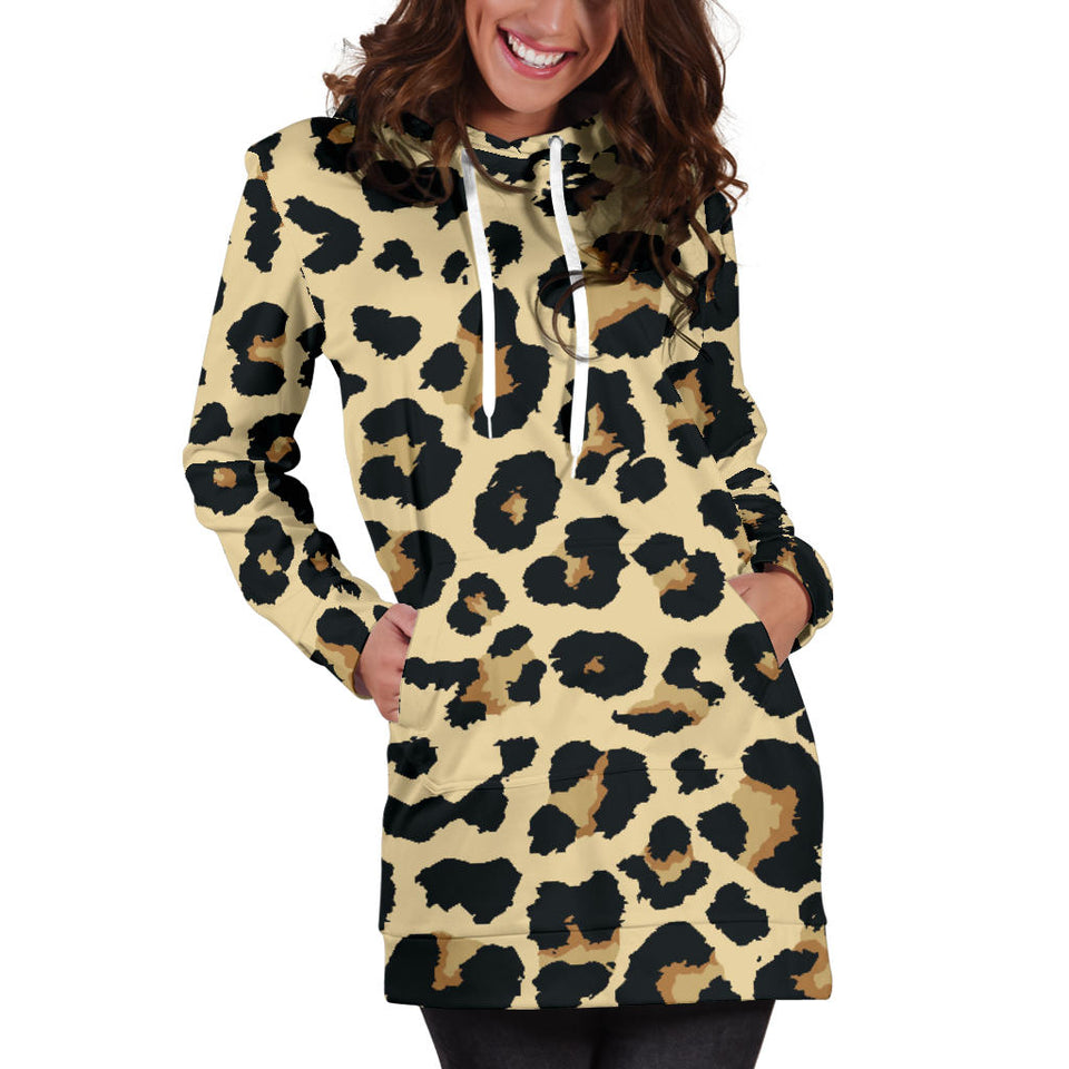 Leopard Print Design Pattern Women'S Hoodie Dress