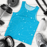 Airplane destinations blue background Men Tank Top