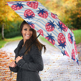 Strawberry Pattern Blue Lines Background Umbrella