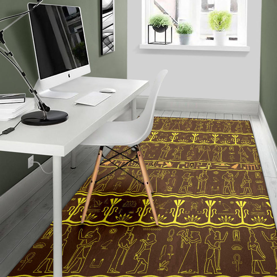Egypt Hieroglyphics Pattern Print Design 03 Area Rug
