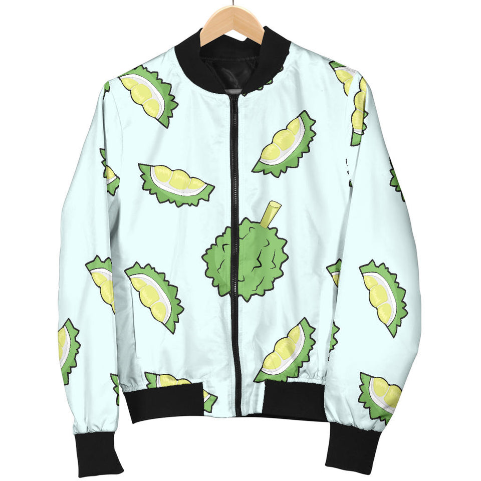 Durian Pattern Blue Background Women'S Bomber Jacket